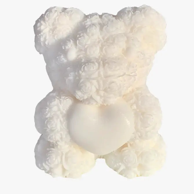 3D Valentine Rose Flower Teddy Bear holding a Heart Soap