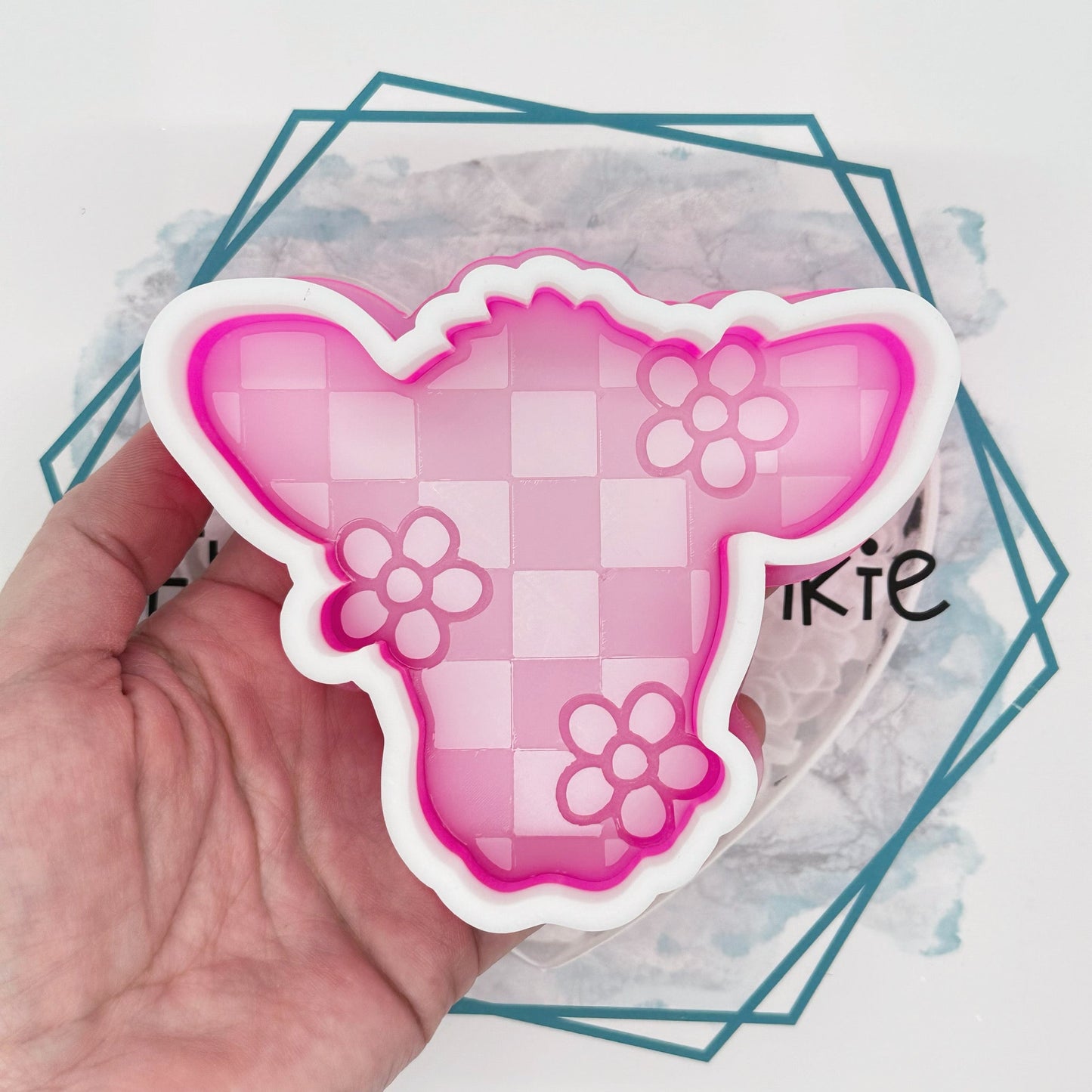 *NEW RELEASE* Checkered Cow with Flowers Freshie Mold