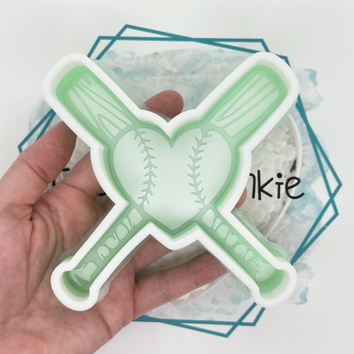 Baseball Heart & Bat Freshie Mold