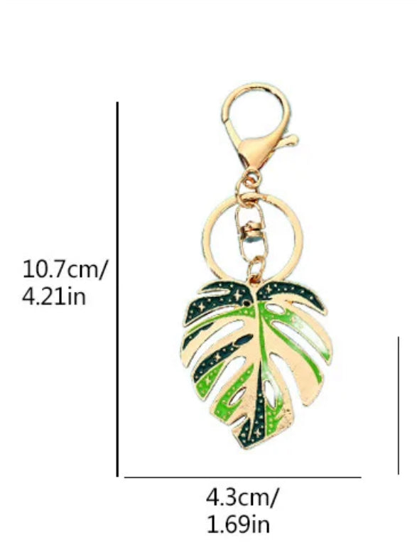 Monstera Golden Keychain