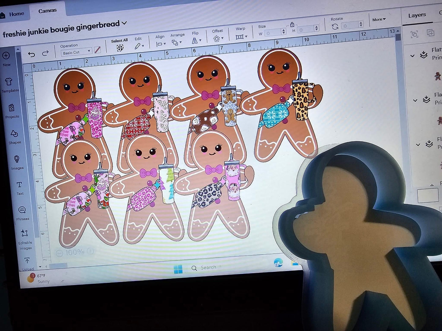FLAT Bougie Gingerbread (for Cardstock) Freshie Mold