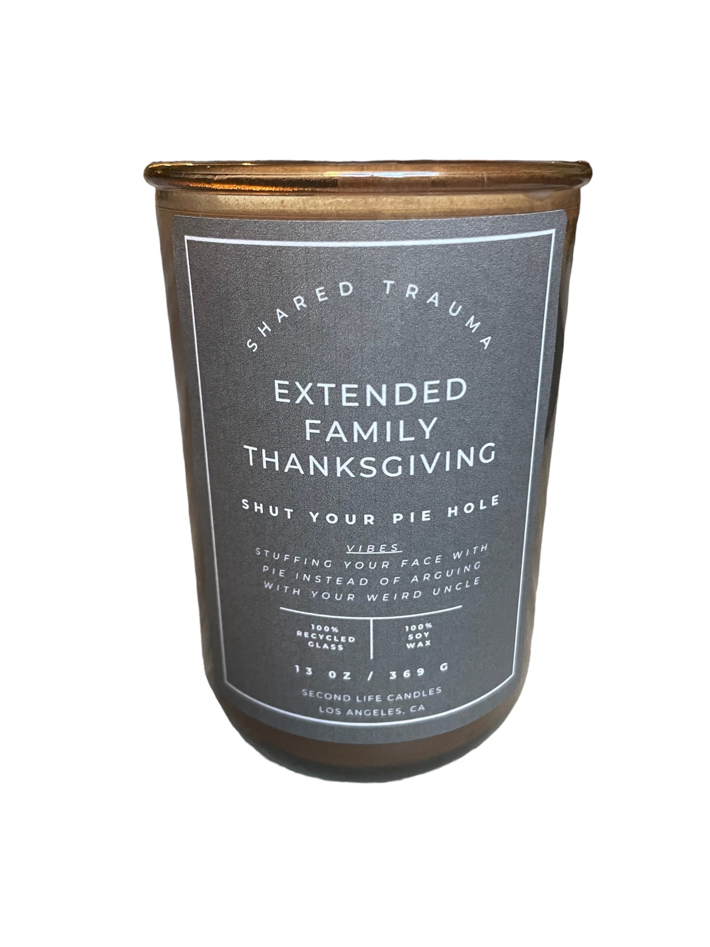 Shared Trauma: Extended Family Thanksgiving Candle - 13 oz, Crackling Wood Wick