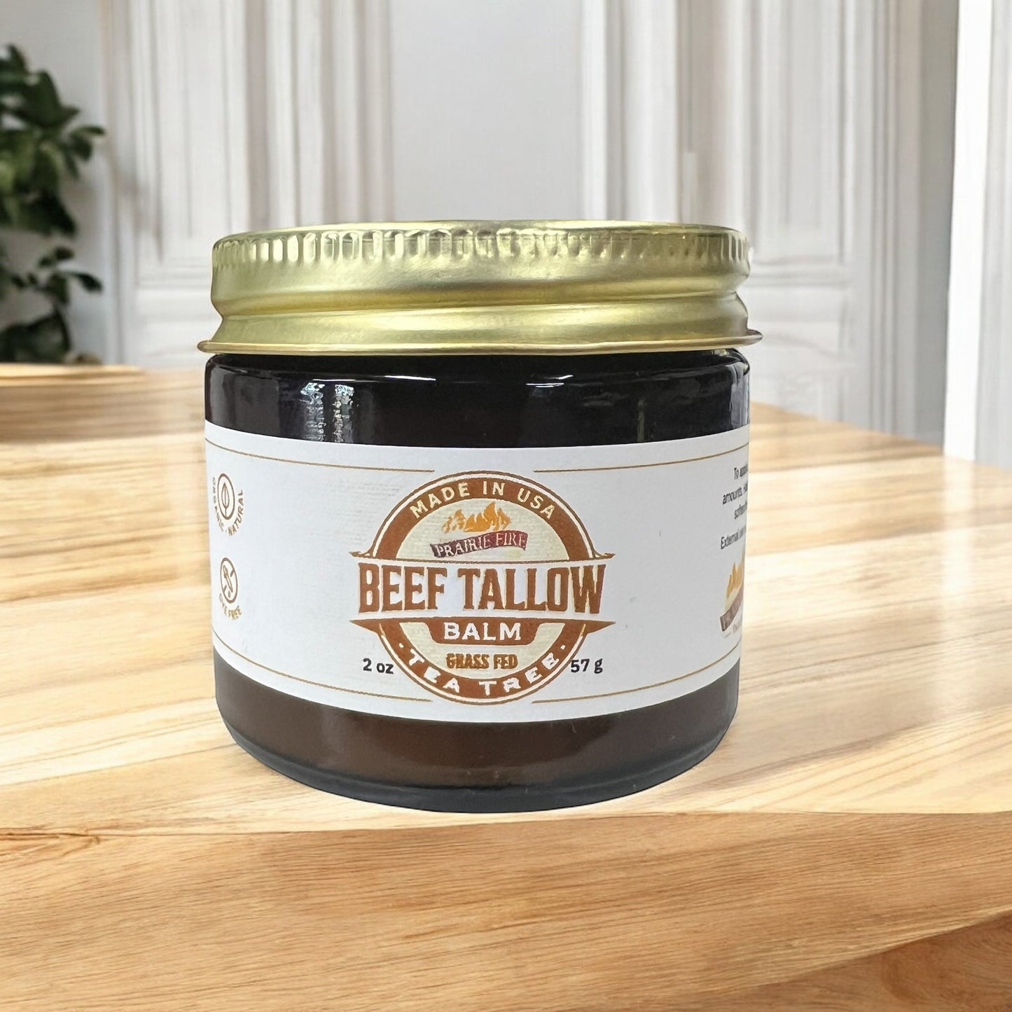 Beef Tallow Balm - 2 oz - Grown and Made in USA - Organic Grass Fed and Finished Tallow - Moisturizing Skin Care