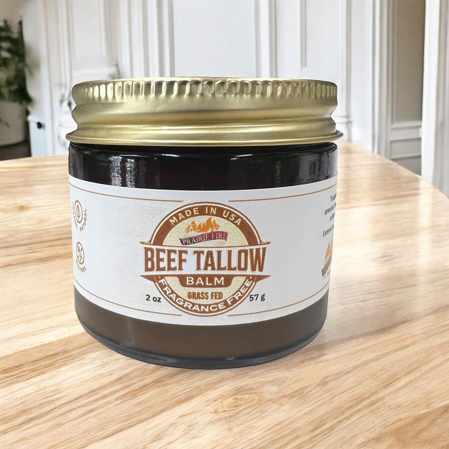 Beef Tallow Balm - 2 oz - Grown and Made in USA - Organic Grass Fed and Finished Tallow - Moisturizing Skin Care