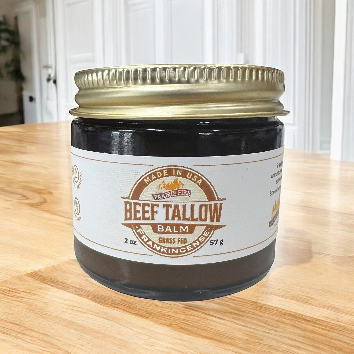 Beef Tallow Balm - 2 oz - Grown and Made in USA - Organic Grass Fed and Finished Tallow - Moisturizing Skin Care