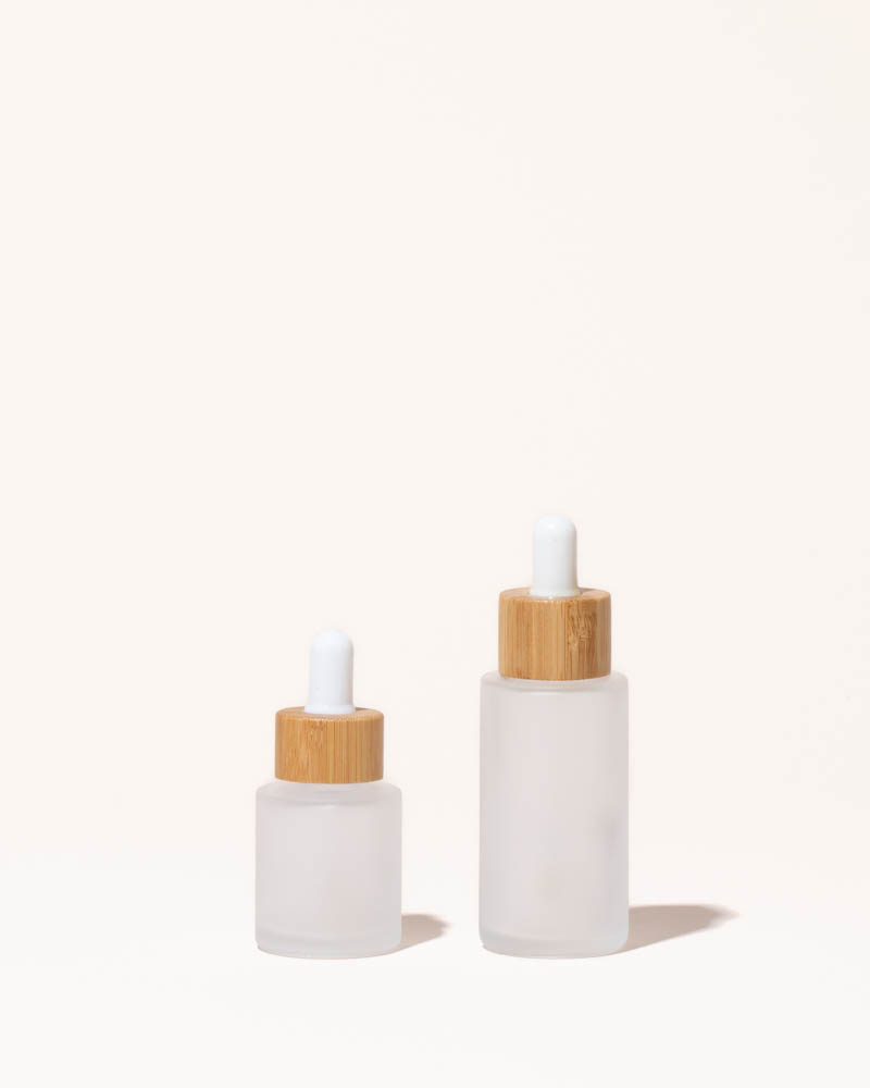 0.7oz / 20ml frosted glass & bamboo dropper bottle