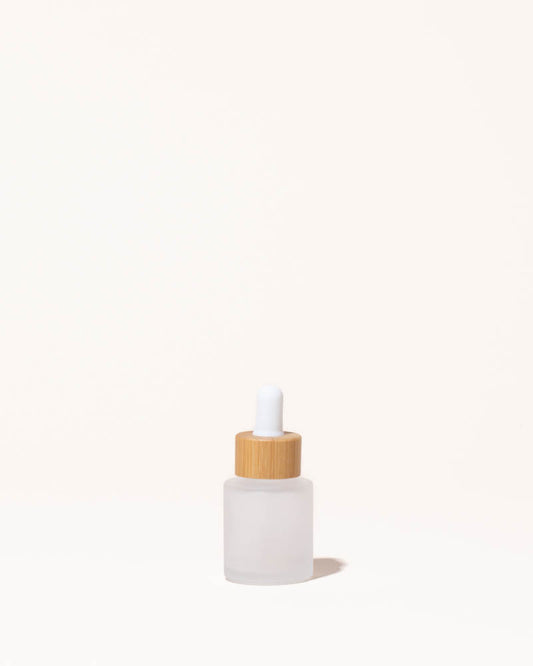 0.7oz / 20ml frosted glass & bamboo dropper bottle