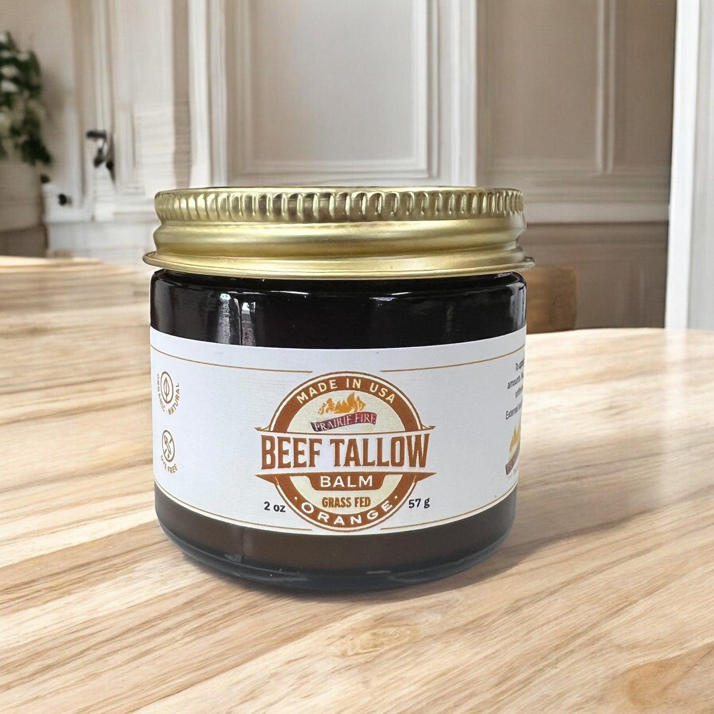 Beef Tallow Balm - 2 oz - Grown and Made in USA - Organic Grass Fed and Finished Tallow - Moisturizing Skin Care