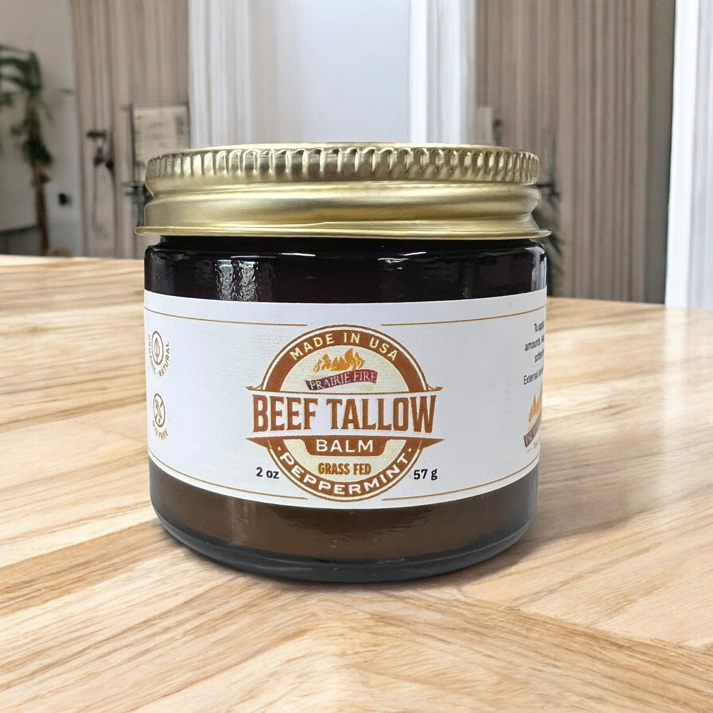 Beef Tallow Balm - 2 oz - Grown and Made in USA - Organic Grass Fed and Finished Tallow - Moisturizing Skin Care