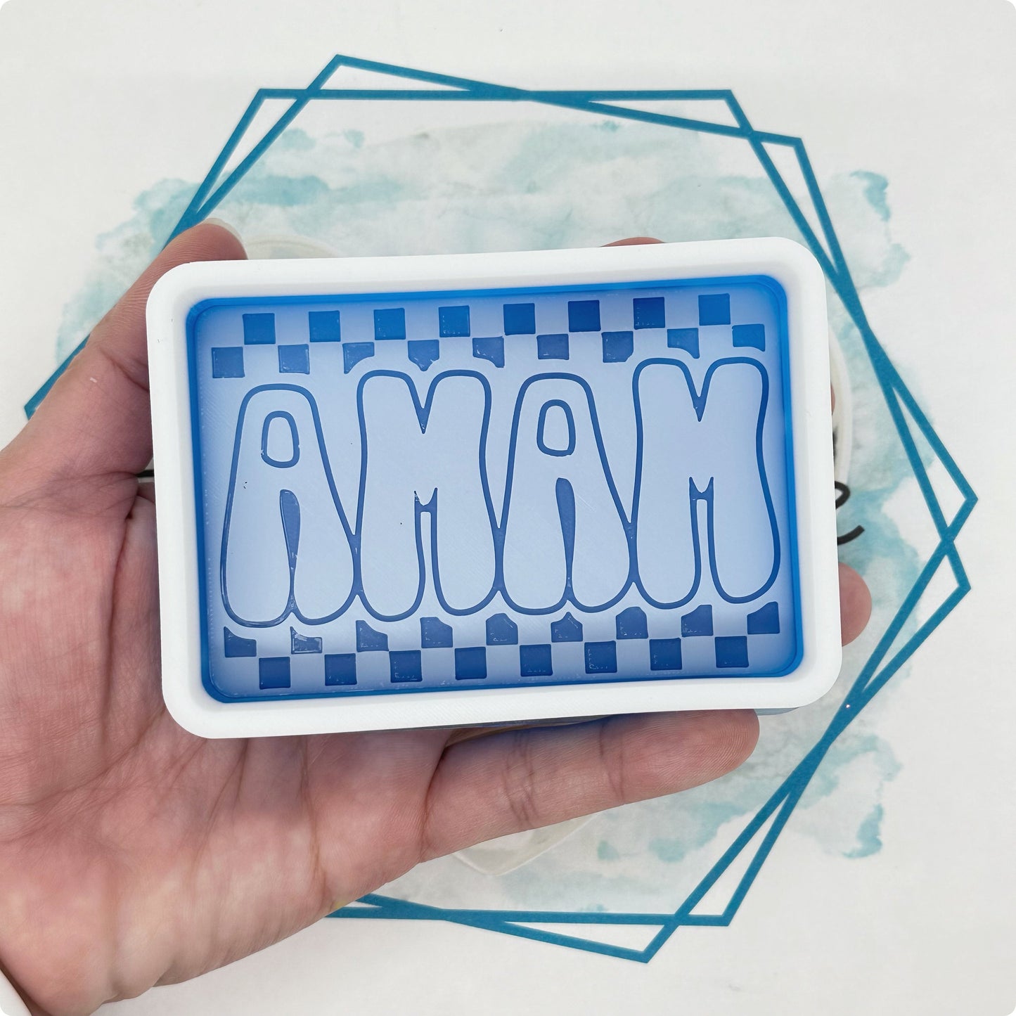 Mama Checkered Rectangle Freshie Mold