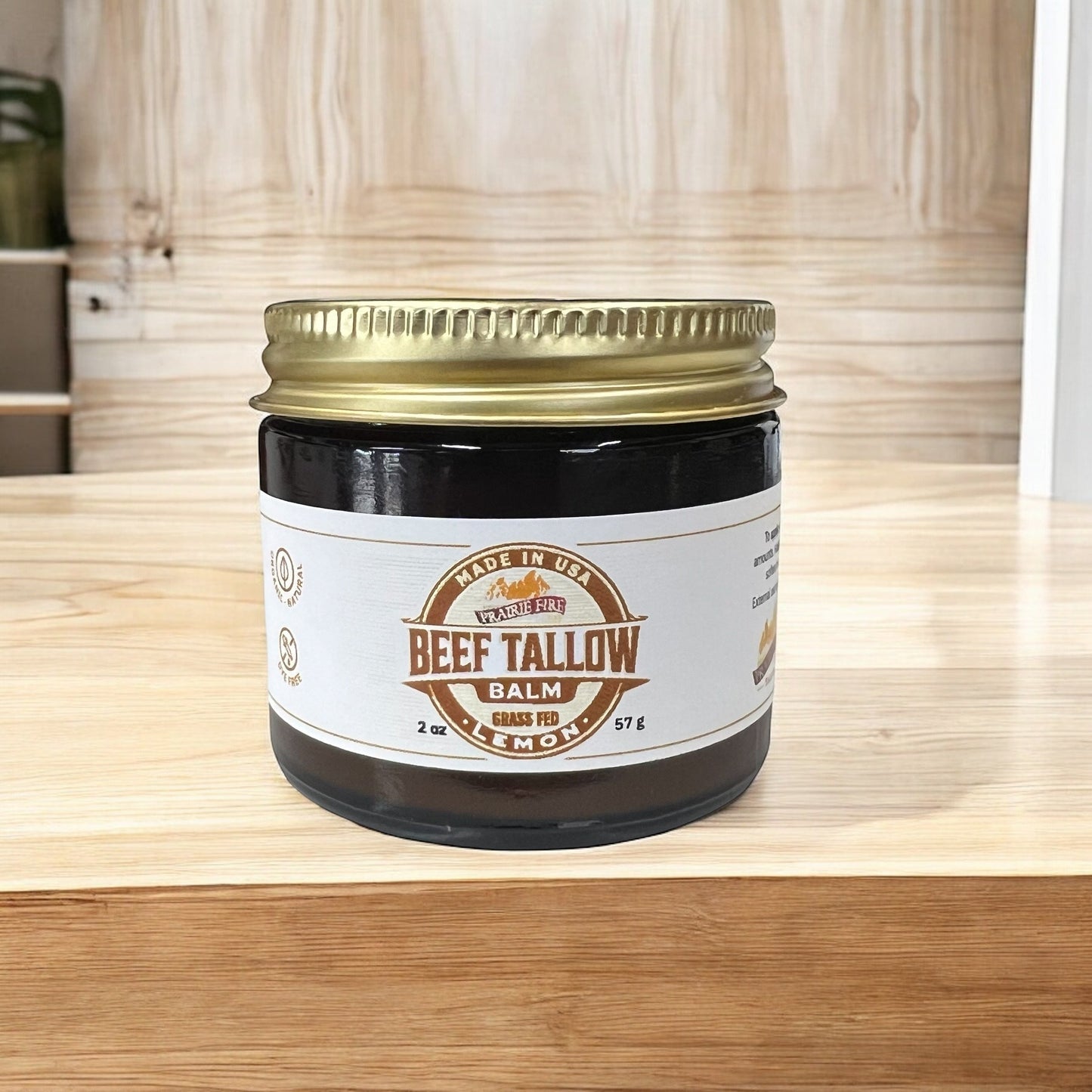 Beef Tallow Balm - 2 oz - Grown and Made in USA - Organic Grass Fed and Finished Tallow - Moisturizing Skin Care
