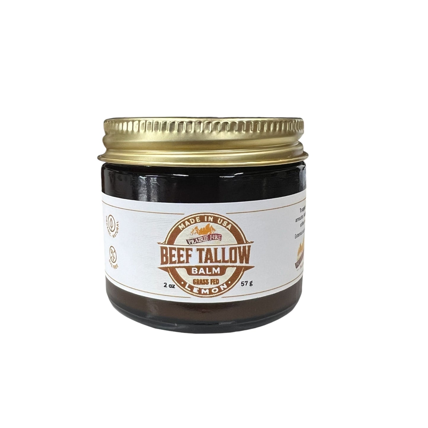 Beef Tallow Balm - 2 oz - Grown and Made in USA - Organic Grass Fed and Finished Tallow - Moisturizing Skin Care