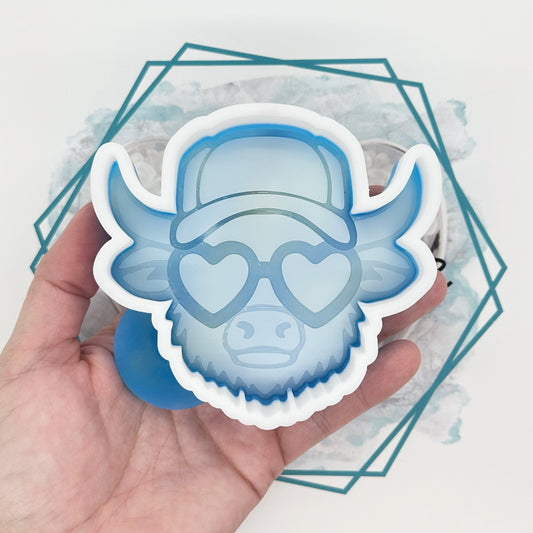 Highland Cow with Glasses Freshie Mold