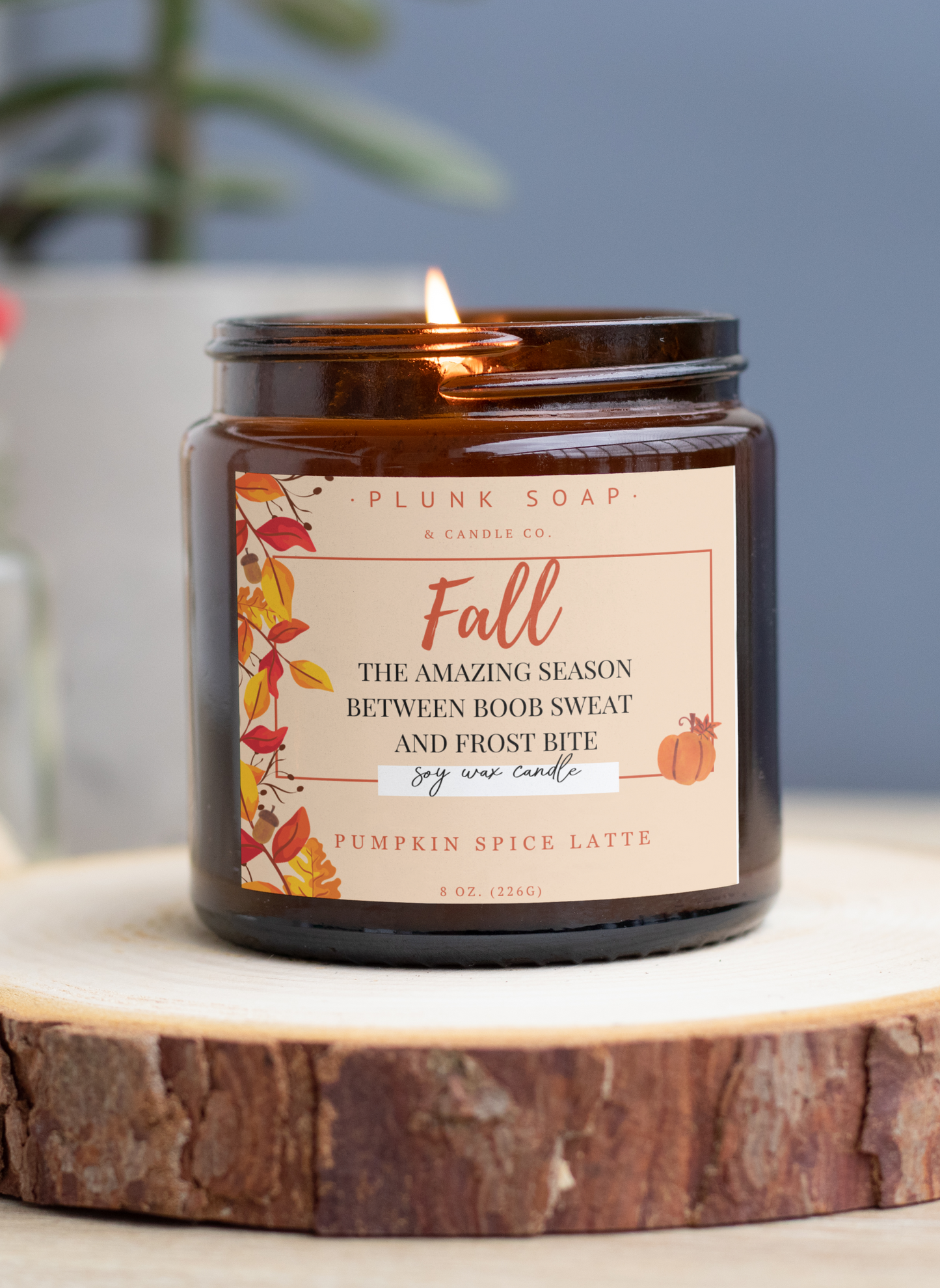 Fall:  The amazing season between boob sweat and frostbite. Funny Scented Soy Candle