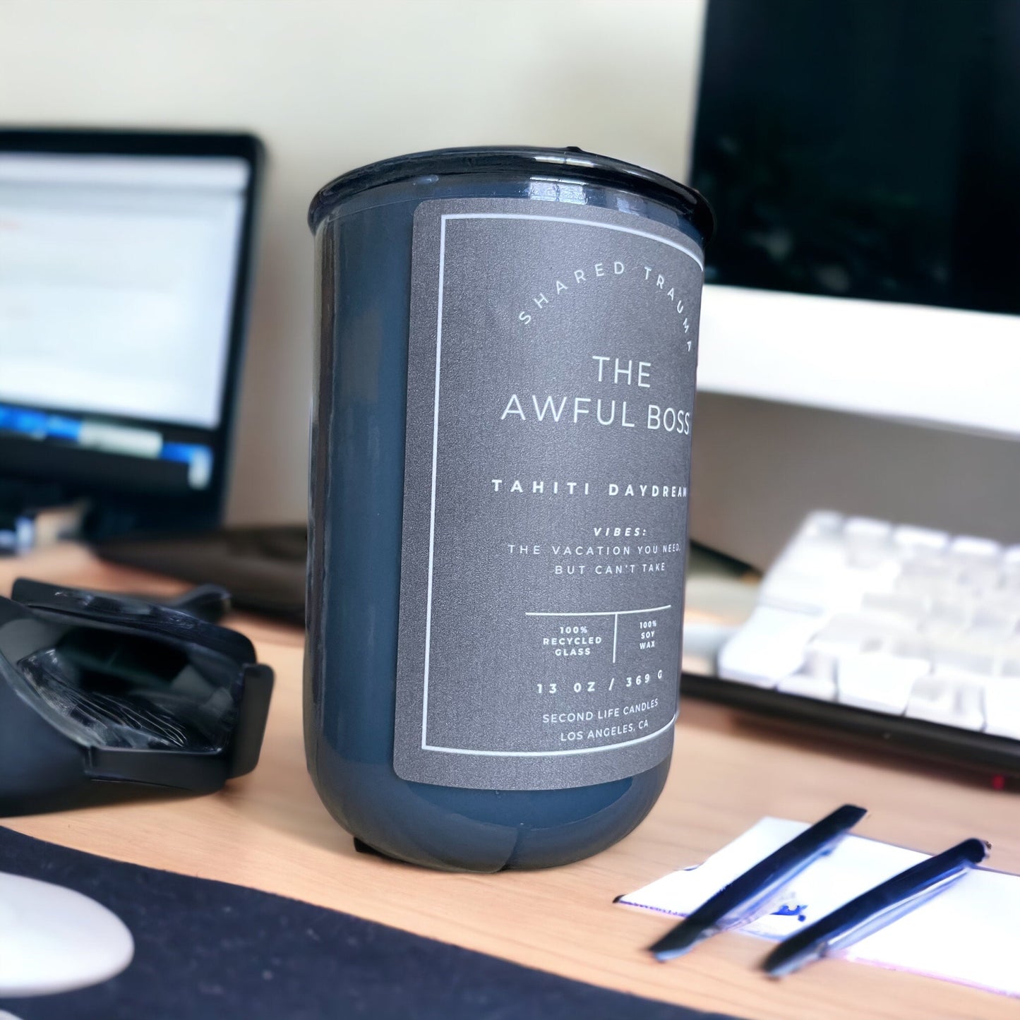 Shared Trauma: The Awful Boss Candle - 13 oz, Crackling Wood Wick