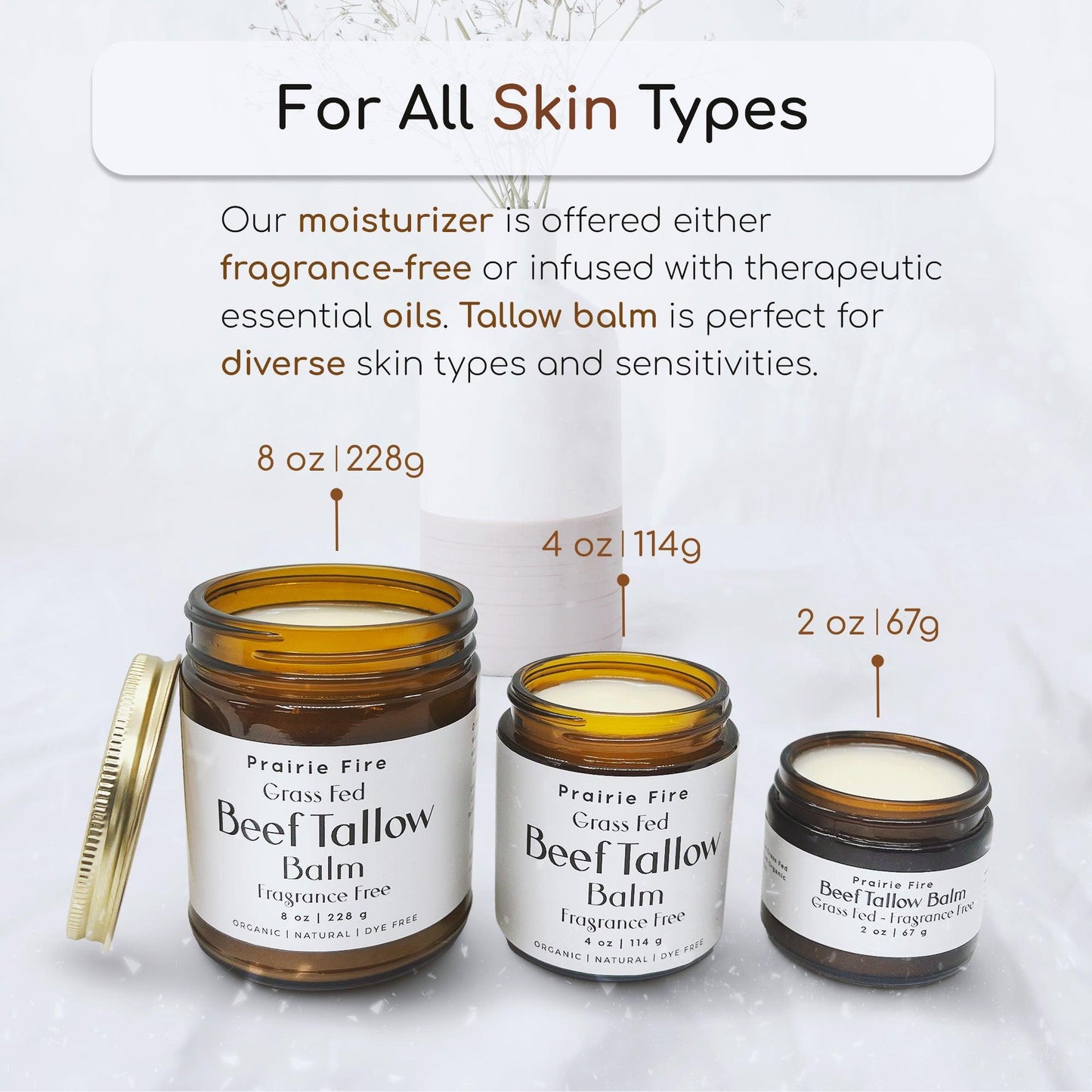 Beef Tallow Balm - 2 oz - Grown and Made in USA - Organic Grass Fed and Finished Tallow - Moisturizing Skin Care