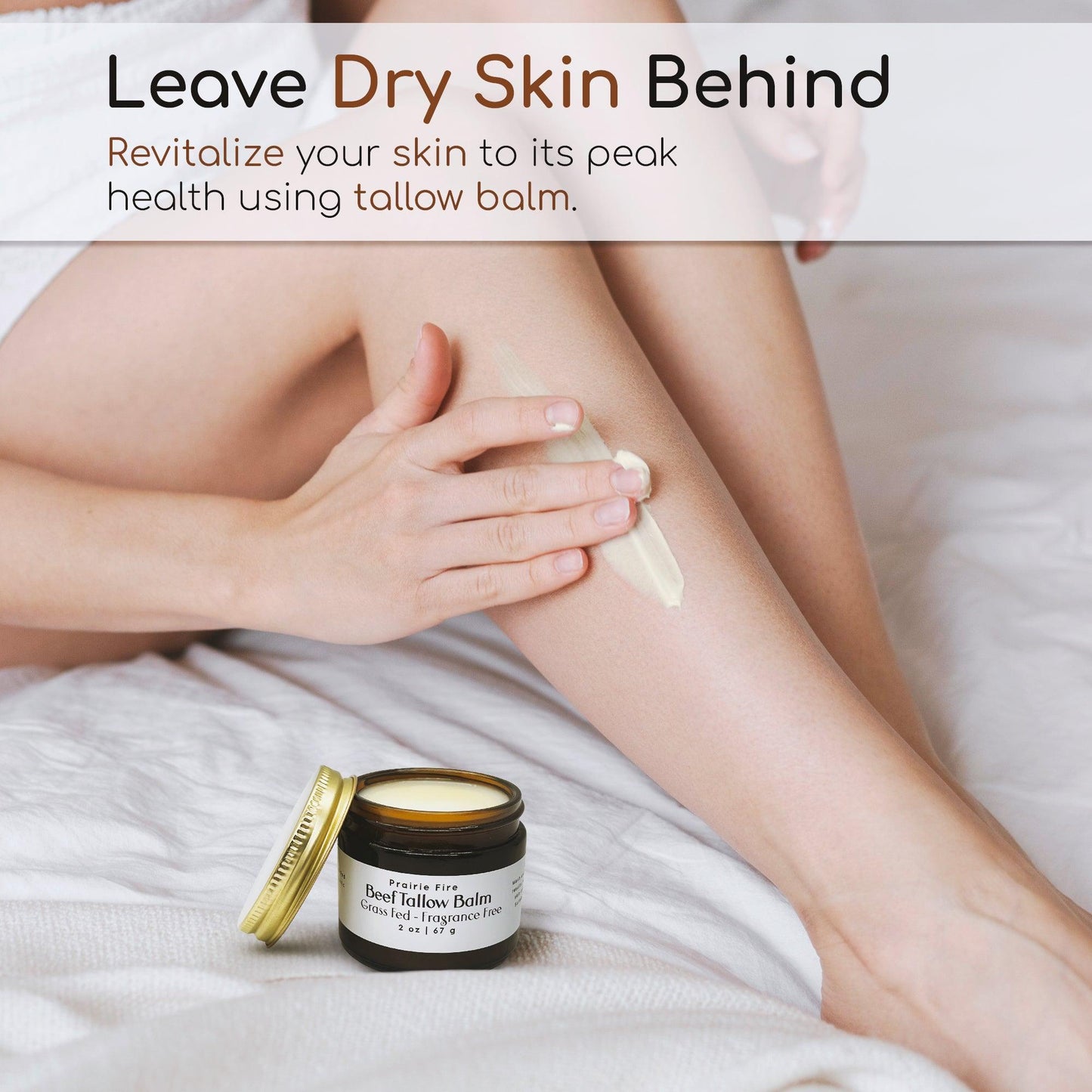 Beef Tallow Balm - 2 oz - Grown and Made in USA - Organic Grass Fed and Finished Tallow - Moisturizing Skin Care