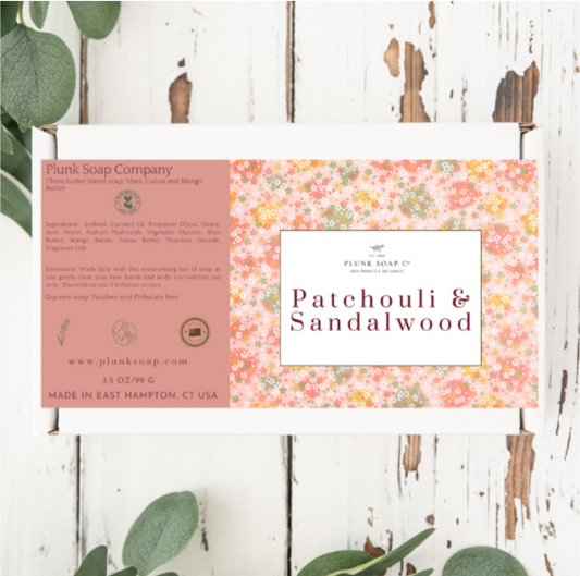 Patchouli and Sandalwood Scented Artisian Orange Bar of Soap with Mango Butter, Shea Butter and Coco Butter