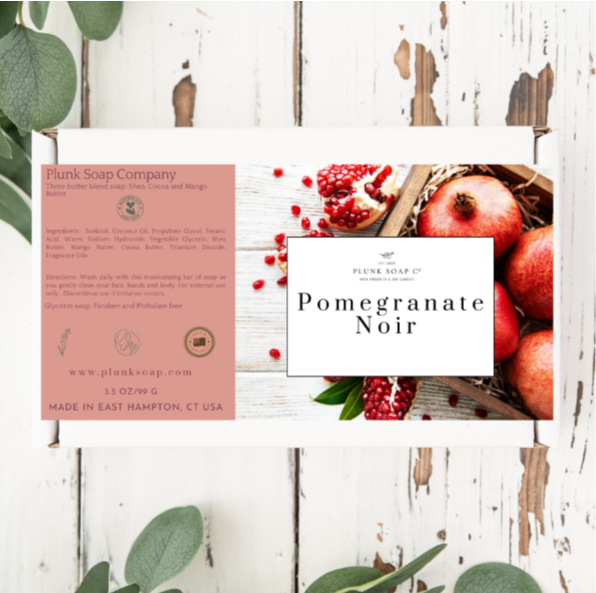 Pomegranate Noir Scented Artisian Bar of Soap with Shea Butter, Mango Butter and Coco Butter