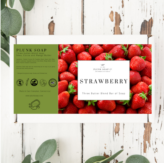 Strawberry Scented Artisian Bar of Soap with Shea Butter, Mango Butter and Coco Butter